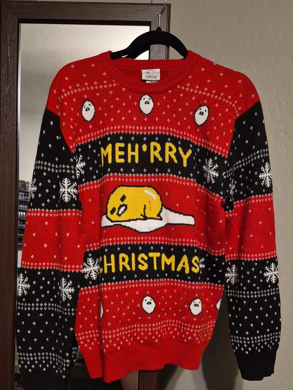 Red Gudetama 'Meh' Christmas Sweater
